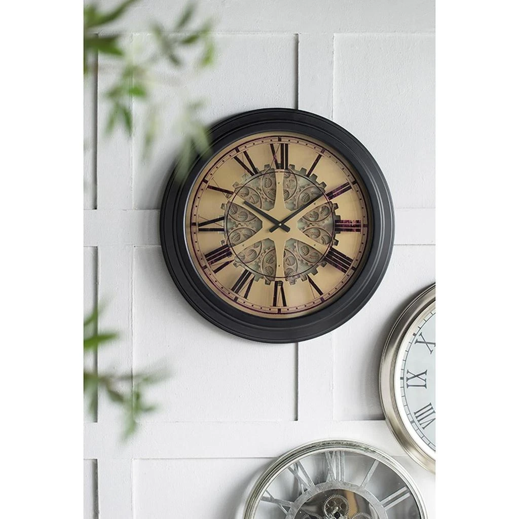Hivvago Black and Copper Exposed Gears Round Wall Clock 4