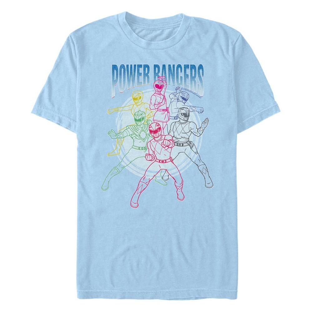 Fifth Sun Men's Power Rangers Line Art Short Sleeve Crew T-shirt