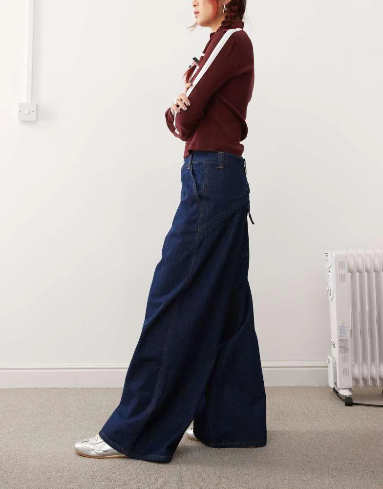 COLLUSION COLLUSION wide leg seam detail jeans in indigo 3