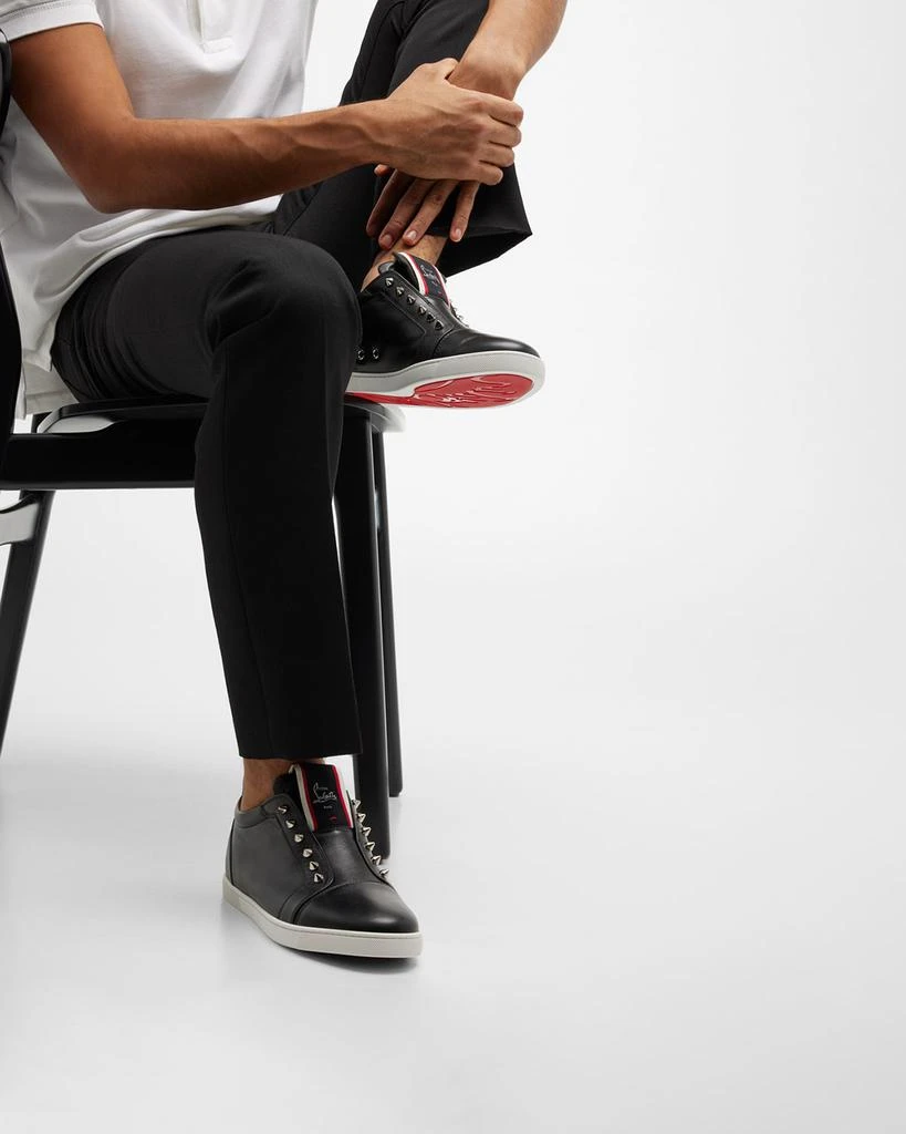 Men’s louboutin spiked slip on sneaker Louis - High-top sneakers - Calf leather and spikes - Black  main image 4