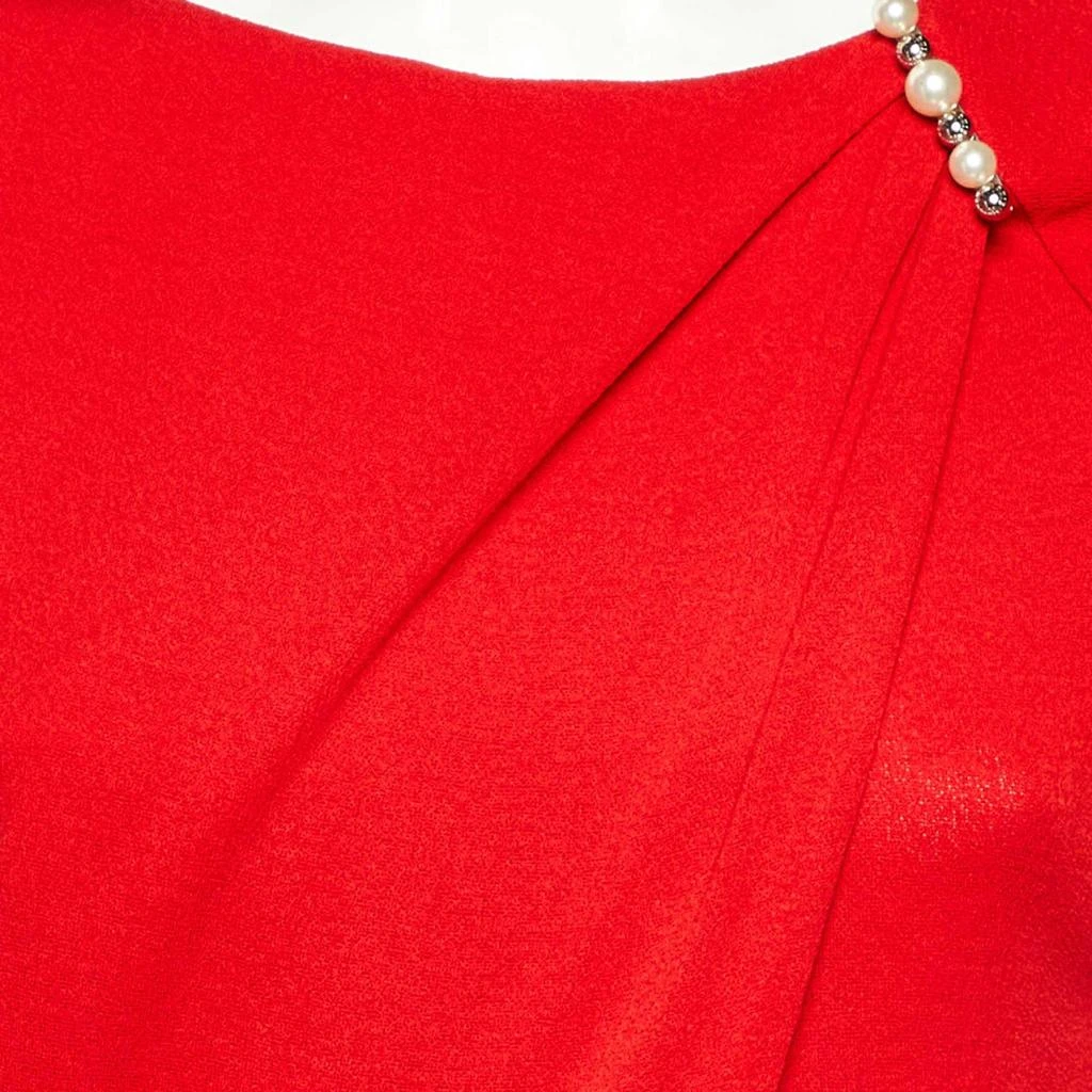 Louis Vuitton Louis Vuitton Red Crepe Brooch Detail Short Dress M 3