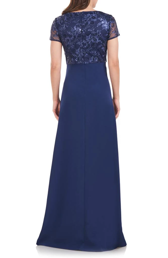 JS Collections Rae Floral Embroidered Bow Detail A-Line Gown 2
