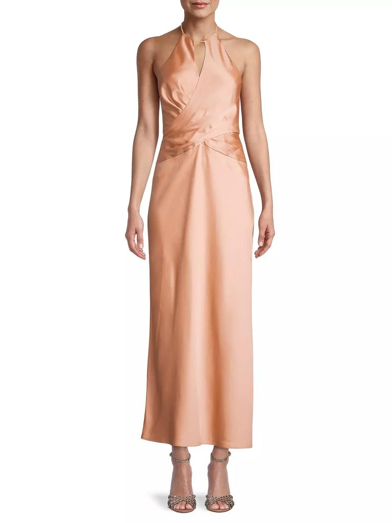 Significant Other Alix Satin Halter Crossover Midi-Dress 3