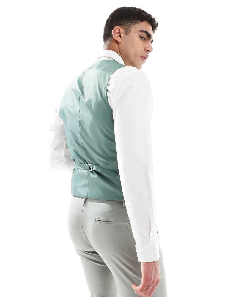 ASOS ASOS DESIGN skinny suit waistcoat in light green 4