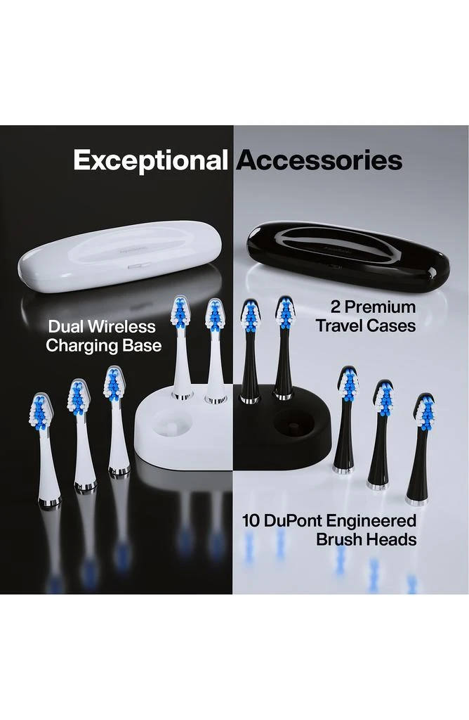 AquaSonic DUO Dual Ultrasonic Toothbrushes with 10 DuPont Brush Heads & 2 Travel Cases 3