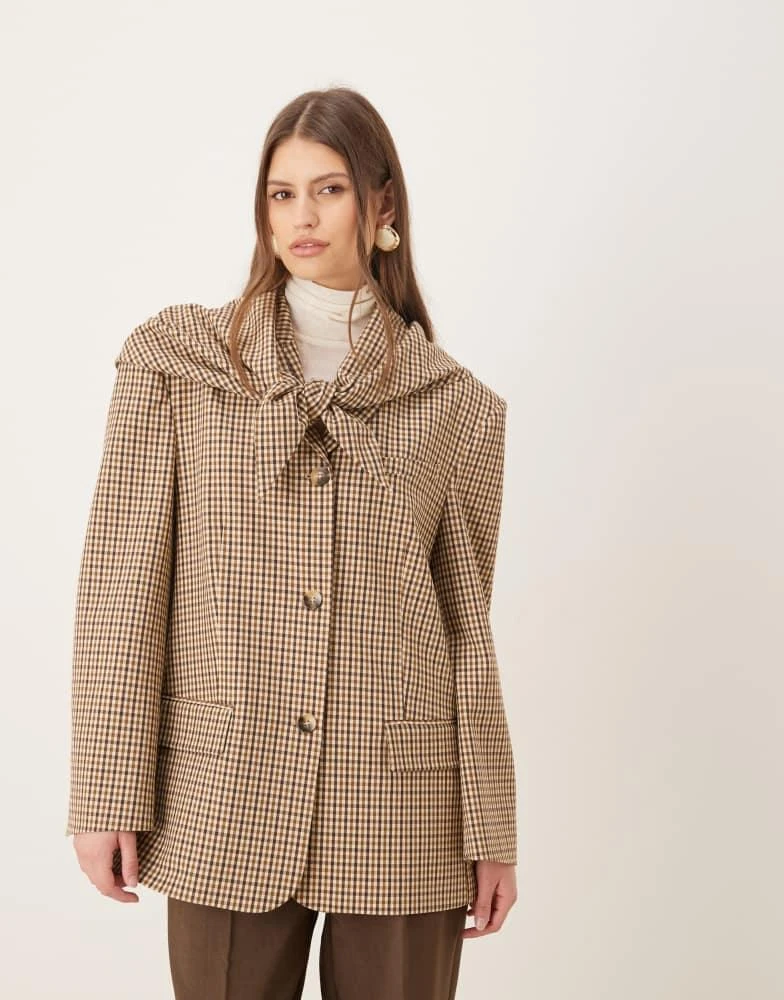 ASOS ASOS DESIGN scarf detail blazer in check