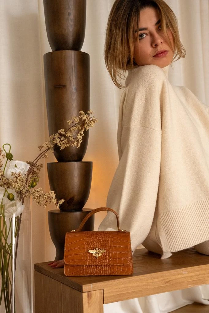 预计3周后发货 Christian Laurier Sac À Main Lily Croco - Camel 1
