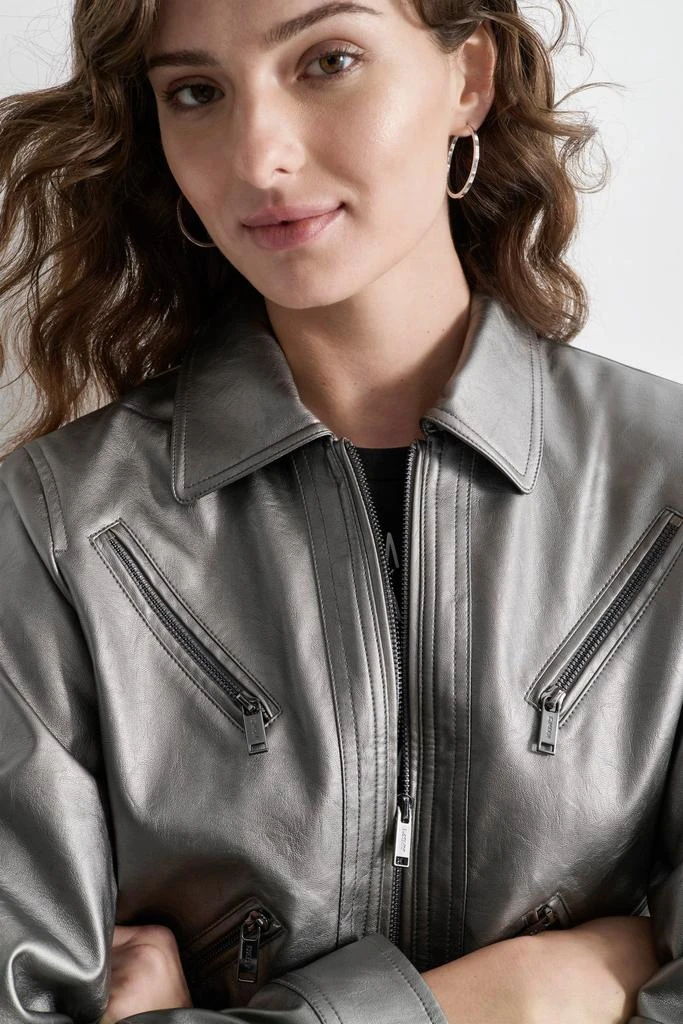 DKNY FAUX LEATHER MOTO JACKET 6