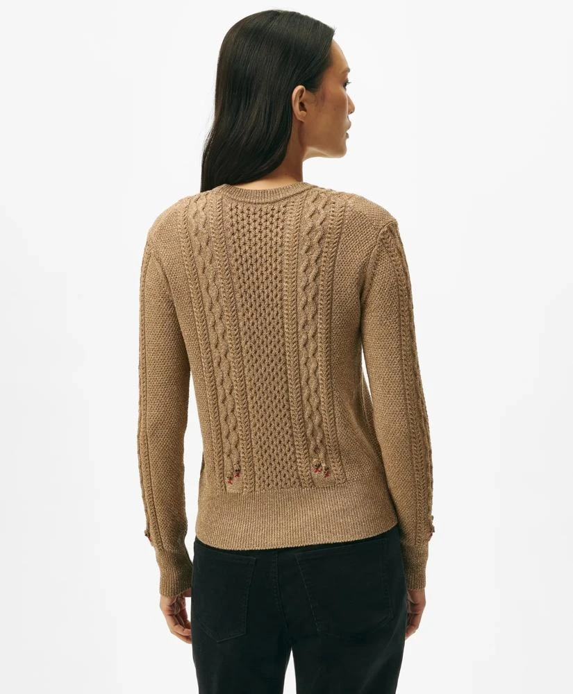 Brooks Brothers Women's Lunar New Year Shimmer Cable Knit Snake Motif Sweater 3