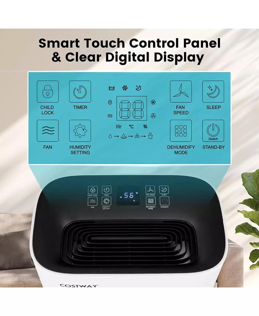 Costway 4500 Sq. Ft Dehumidifier for Home 
Basements, 73-Pint Quiet Dehumidifier with 5 Modes 7