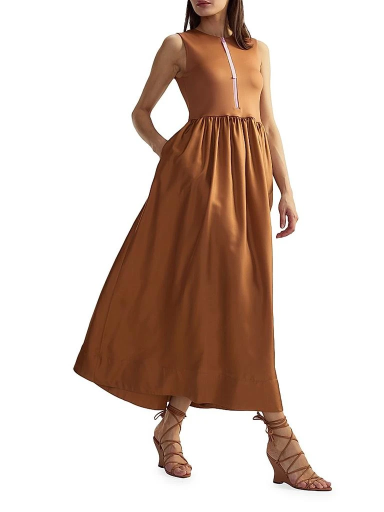Cynthia Rowley Stretch Silk Zip-Front Maxi Dress 4