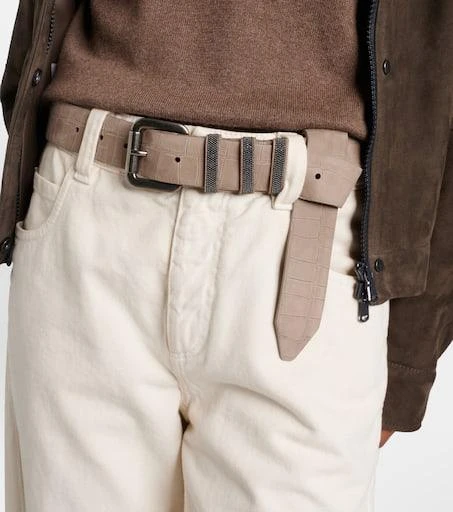 Brunello Cucinelli Monili croc-effect suede belt 2