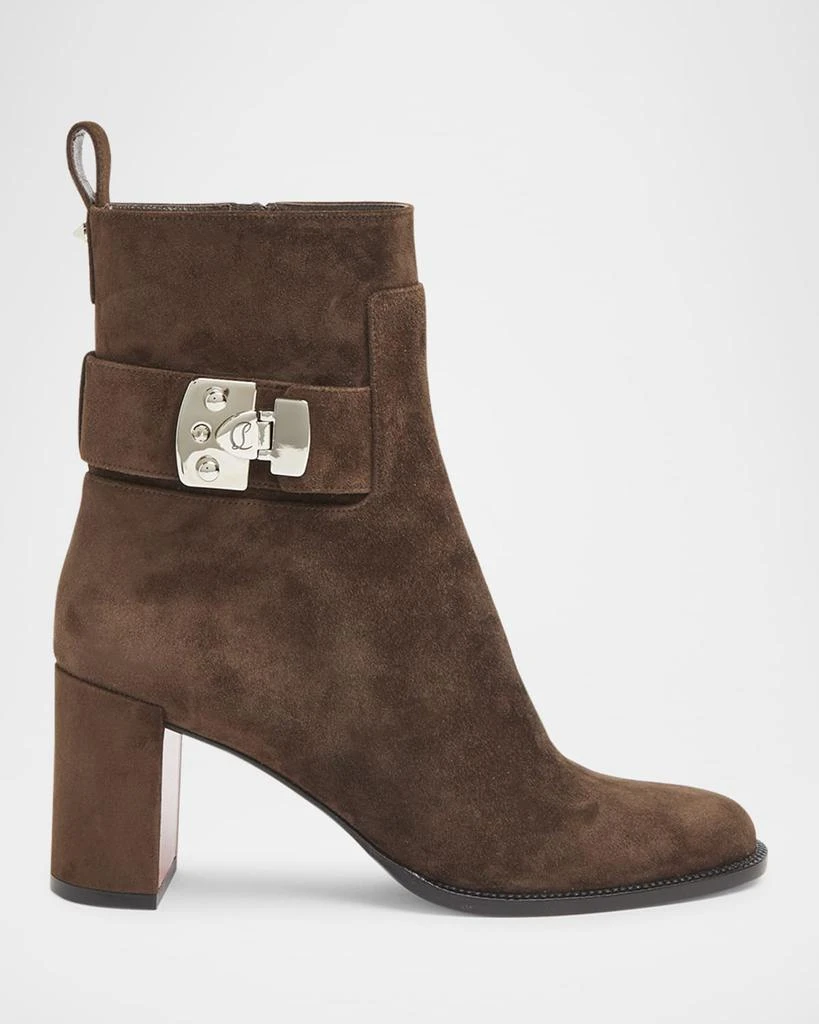 Christian Louboutin Lock Suede Red Sole Booties 1