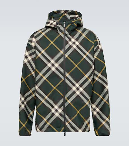 Shop Check-Pattern Hooded Zip-Up Polyamide Jacket on Sale at