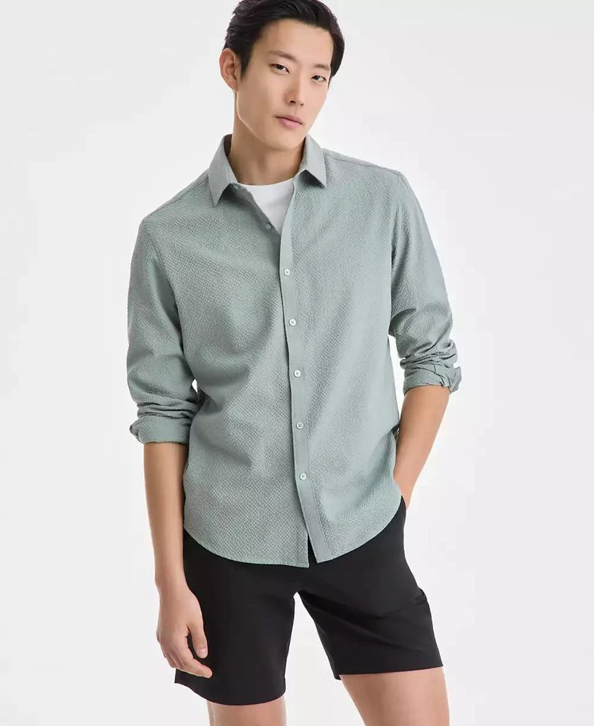 Alfani Men's Elevated Puckered Long Sleeve Button-Front Shirt, Exclusively at Macy's 1