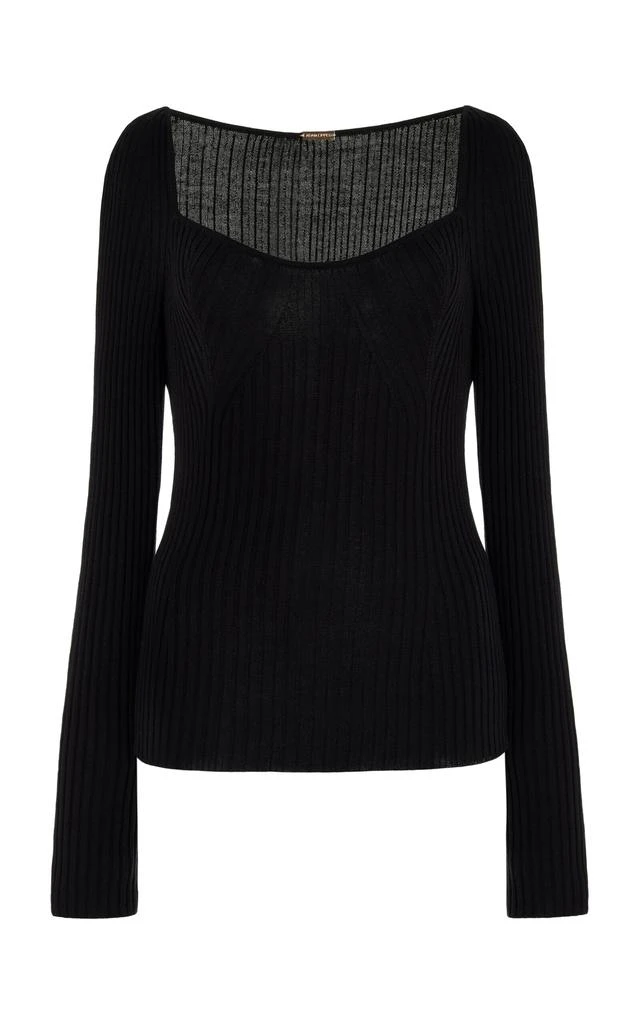 Adam Lippes Adam Lippes - Florentine Ribbed-Knit Silk-Cashmere Top - Black - US 6 - Moda Operandi 1