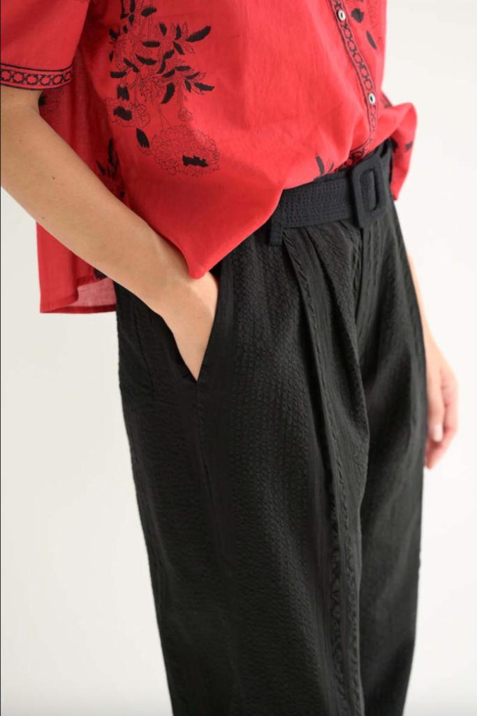 Alix of Bohemia Colette Seersucker Pant In Noir