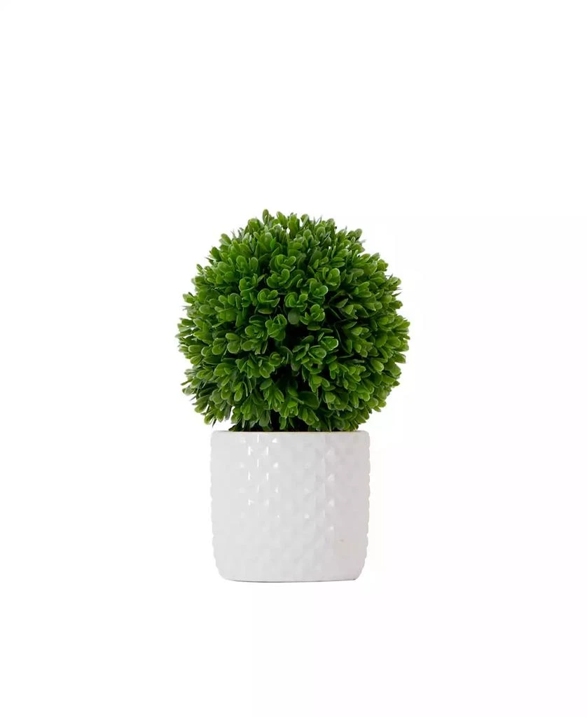 NEARLY NATURAL 10" Artificial Boxwood Topiary Plant with Decorative Planter