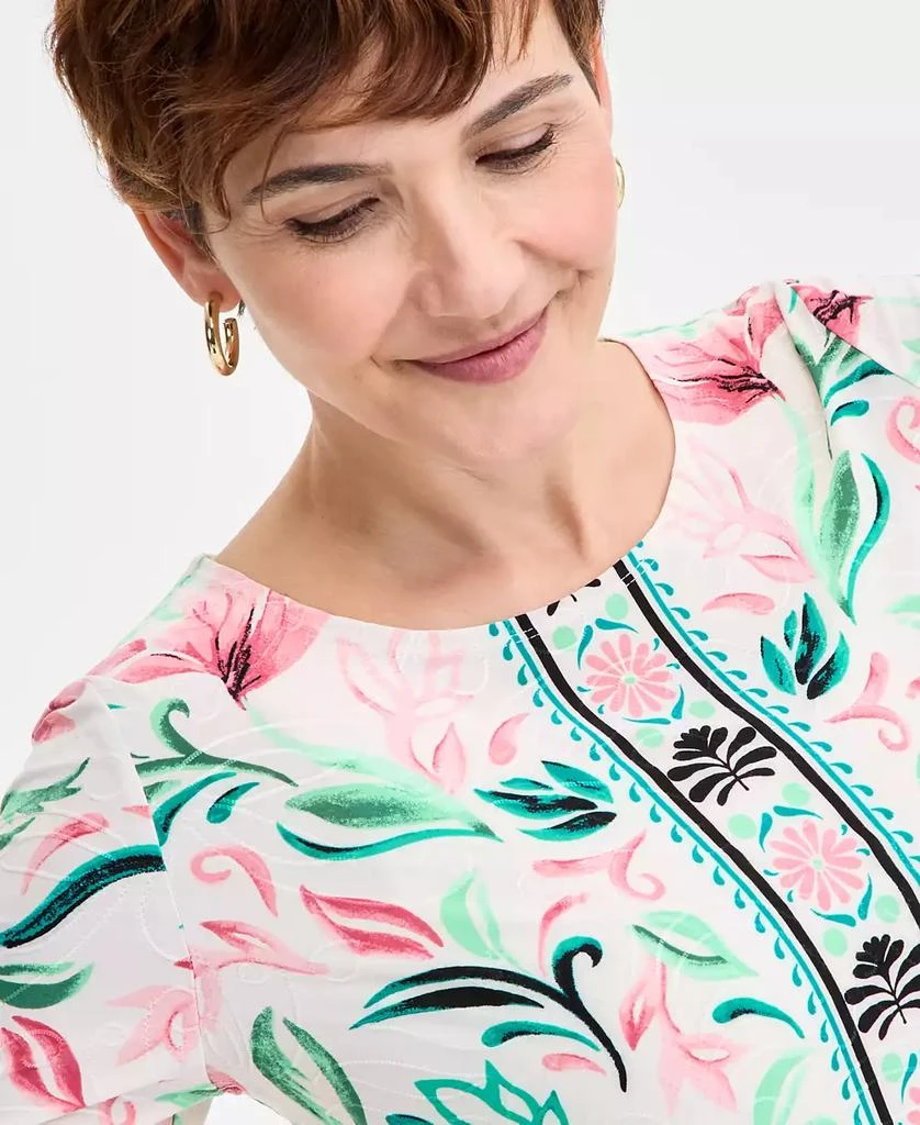 JM Collection Petite 3/4-Sleeve Jacquard Top, Exclusively at Macy's 3