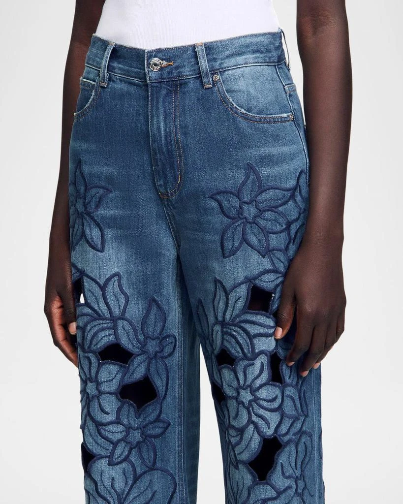 Sandro Spring Floral Embroidered Wide-Leg Jeans 5