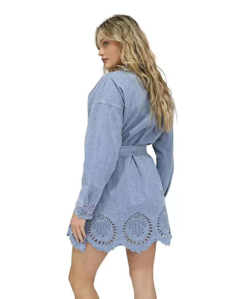 Belle 
Bloom Women
s Sunday Somewhere Denim Broderie Mini Shirt Dress 6