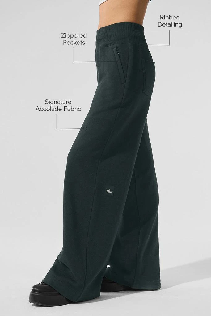 Alo Serenity Wide Leg Sweatpant - Charcoal Green 2