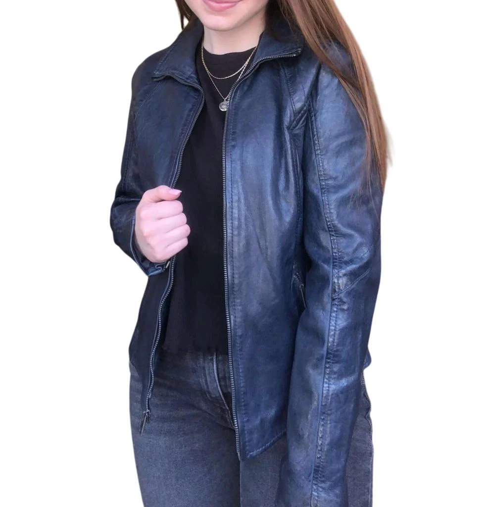 MAURITIUS Else Rf Leather Jacket In Navy