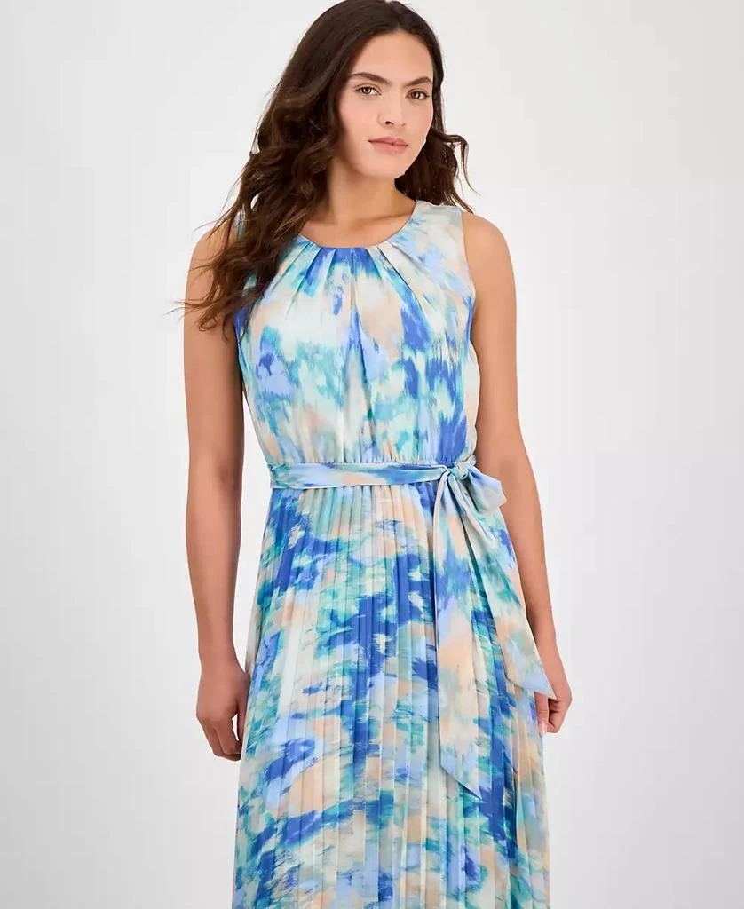Sandra Darren Petites Pleated Tie-Waist Sleeveless Dress 4