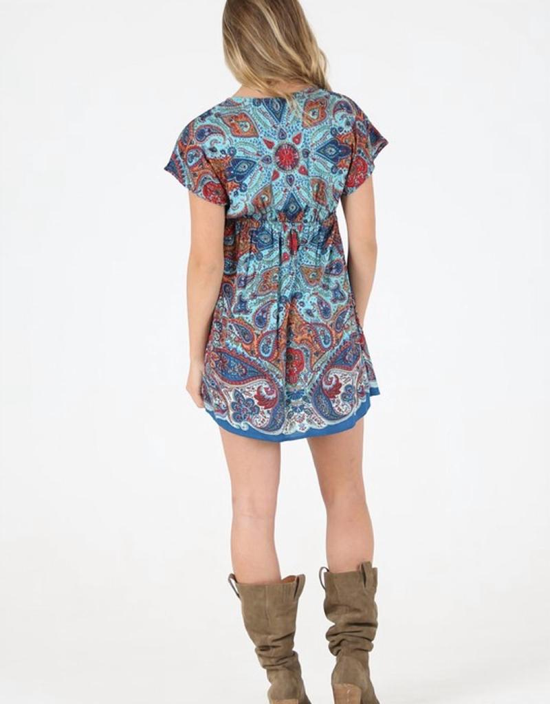 Angie Angie - V-Neck Kimono Sleeve Dress
