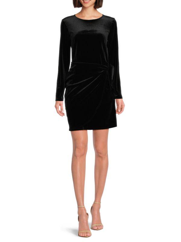 TASH + SOPHIE Faux Wrap Velvet Mini Dress
