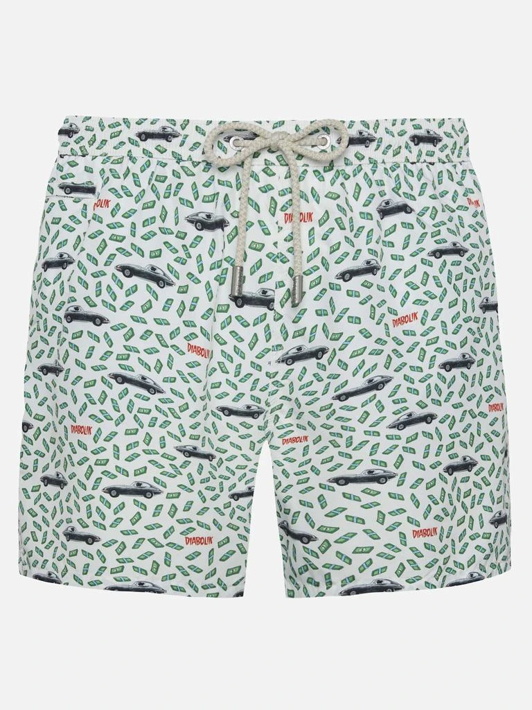 Mc2 Saint Barth Man Light Fabric Swim Shorts With Car And Money Print | Diabolik Special Edition 1