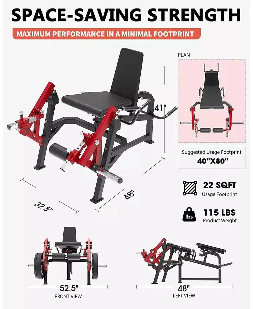 Mikolo Leg Extension and Curl Machine, Single Leg Extension, Lying Leg Curl, Standing Leg Curl, Adjustable Leg Exercise Bench with Plate Loaded, Leg Machine Home Gym 3
