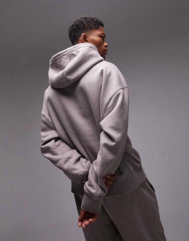 Topman Topman premium heavyweight oversized hoodie in light brown