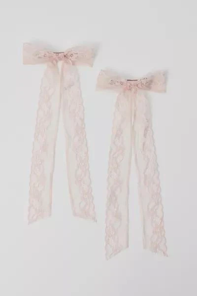 Urban Outfitters Lace Bow Barrette Set 2