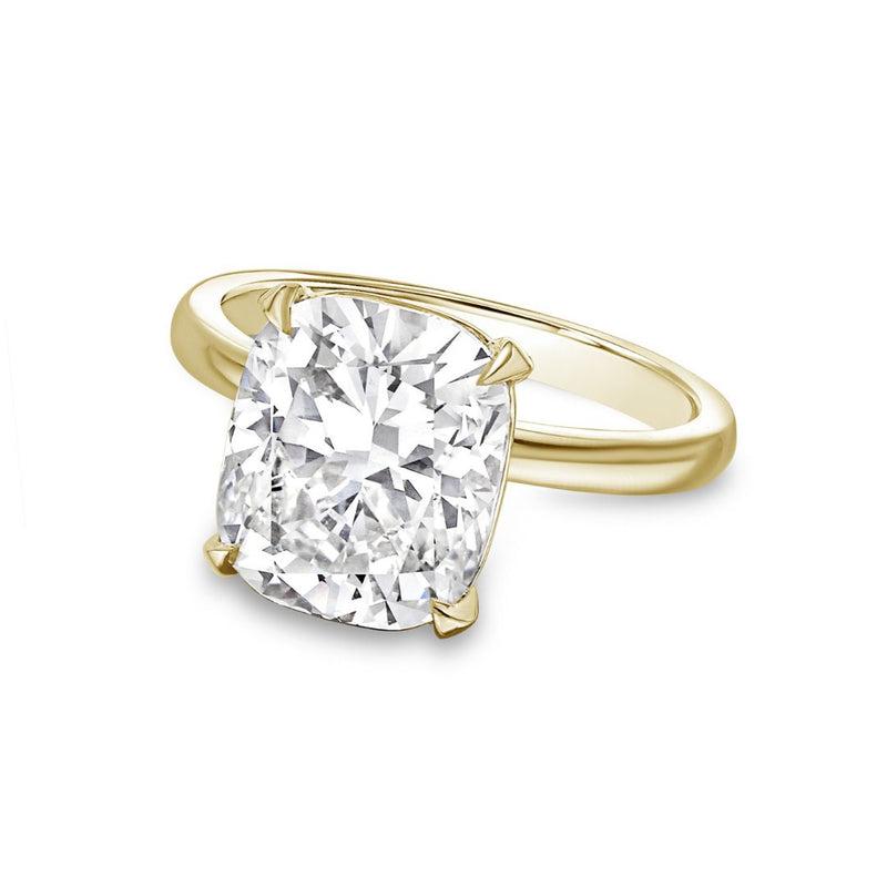 Diana M. 14kt yellow gold 4.00 ct lab grown cushion cut solitaire engagement ring
