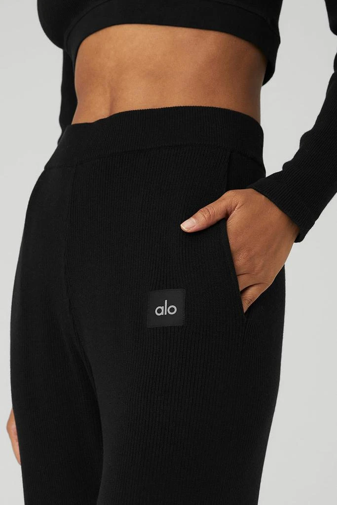 Alo Knit High-Waist Salana Wide Leg Pant - Black 4