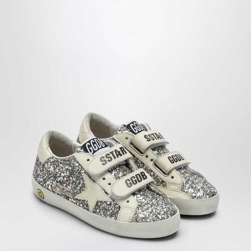 Golden Goose Old School sneaker in platinum/cream glitter