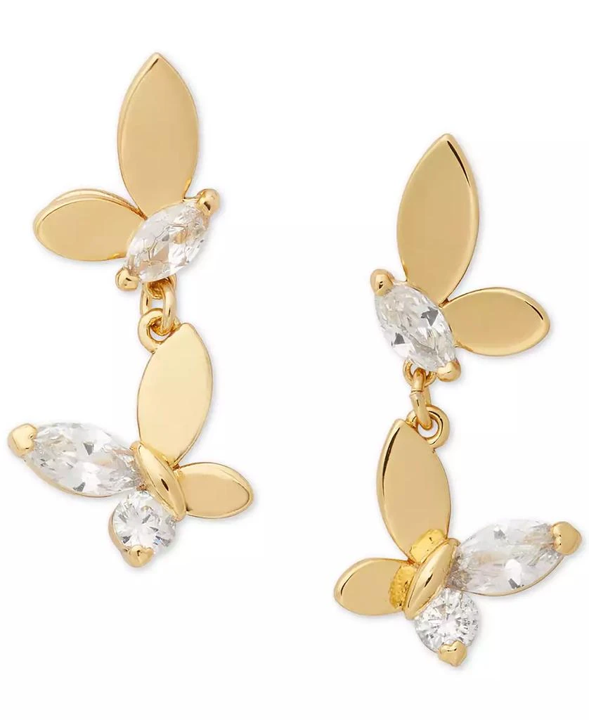 Kate Spade Gold-Tone Crystal Social Butterfly Drop Earrings 1