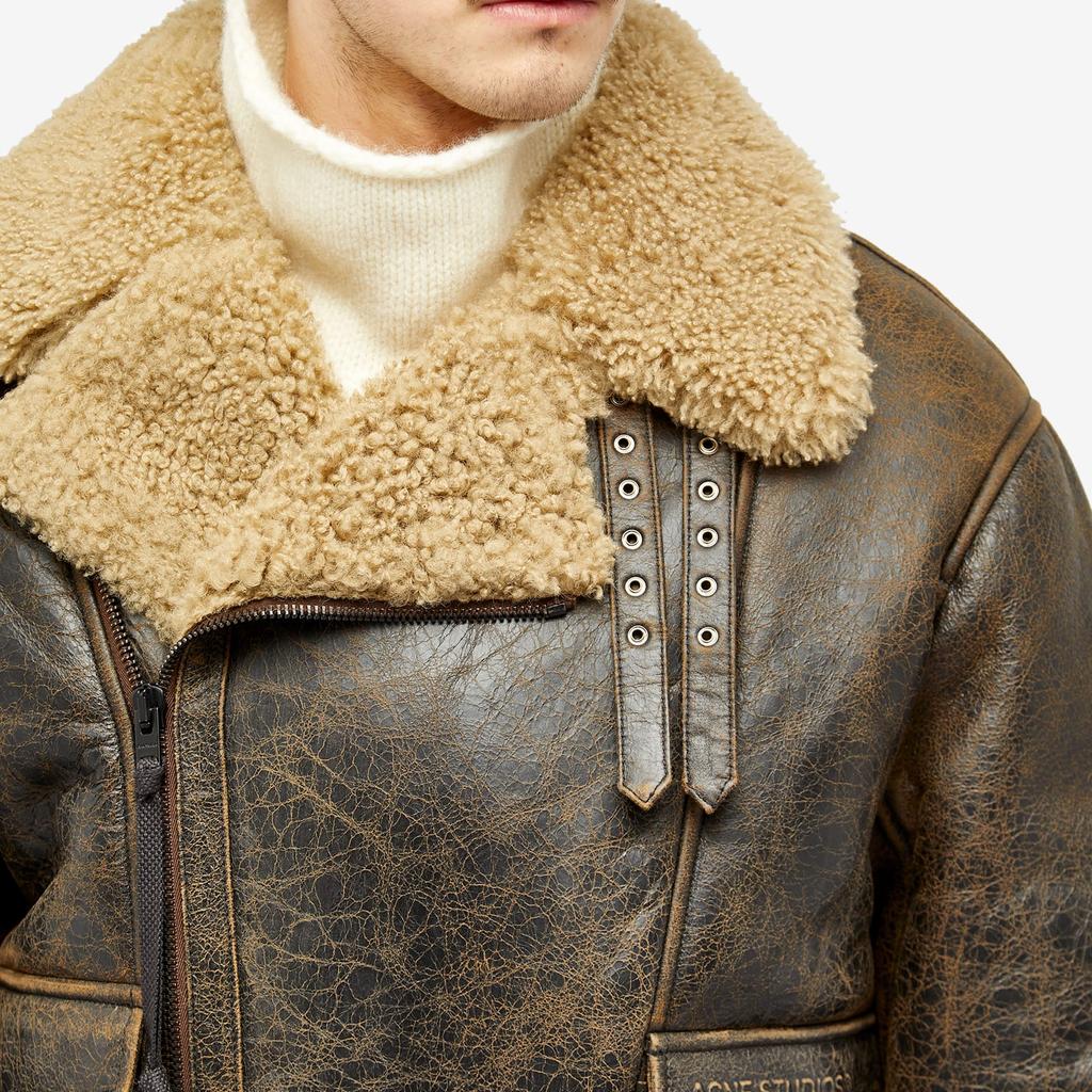 Shop Acne Studios Liana Cracked Shearling Jacket on Sale at