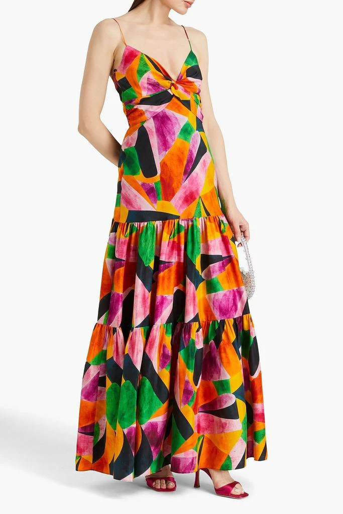 REBECCA VALLANCE Copacabana twisted printed silk-habotai maxi dress 2