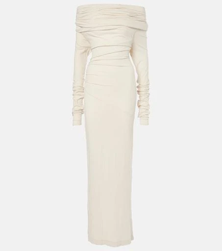 midi white dress halter She Is Button Front Halter Midi Dress Tweed White main image 1