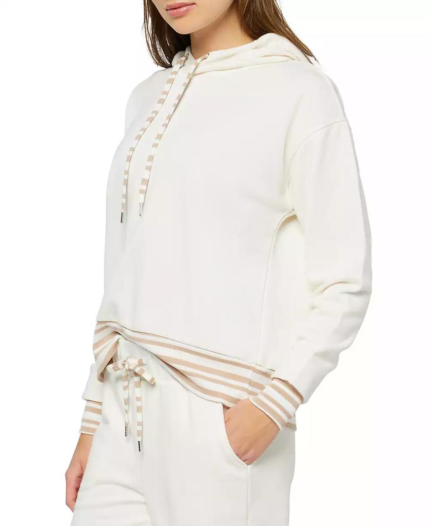 Three Dots Women's Striped Trim Pullover Hoodie