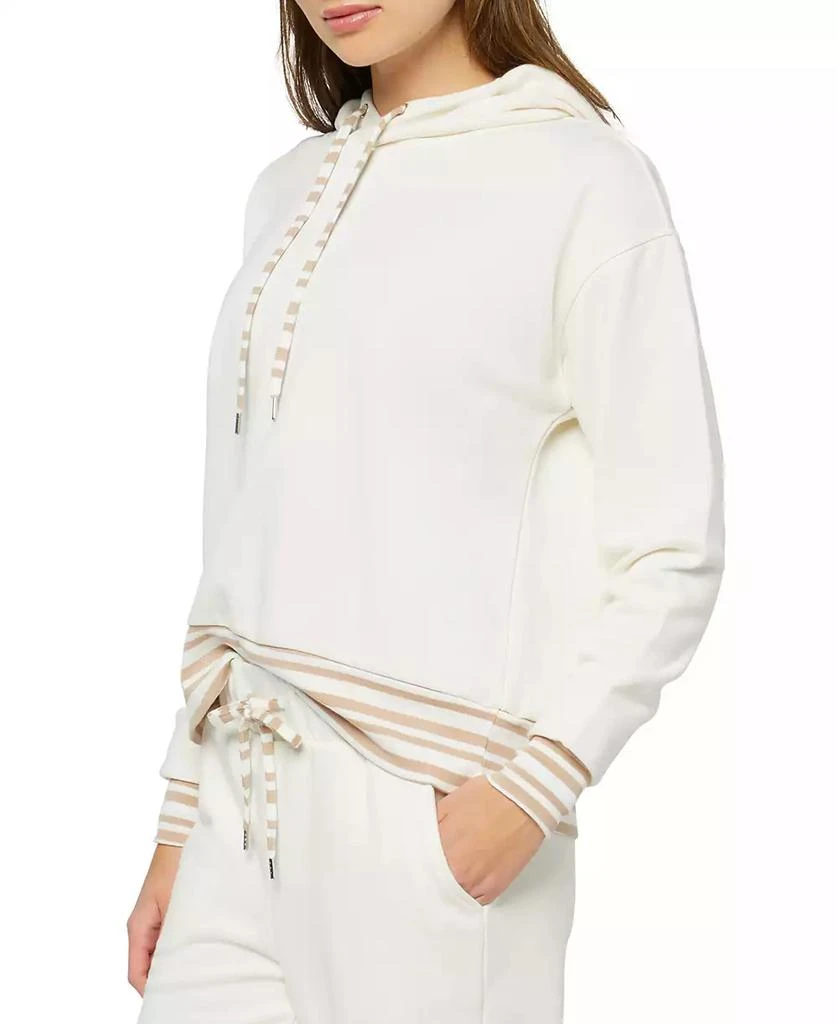 Three Dots Women's Striped Trim Pullover Hoodie 2