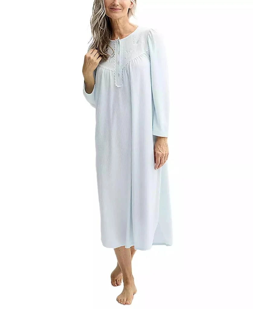 Miss Elaine Women's Embroidered Honeycomb Knit Nightgown 1