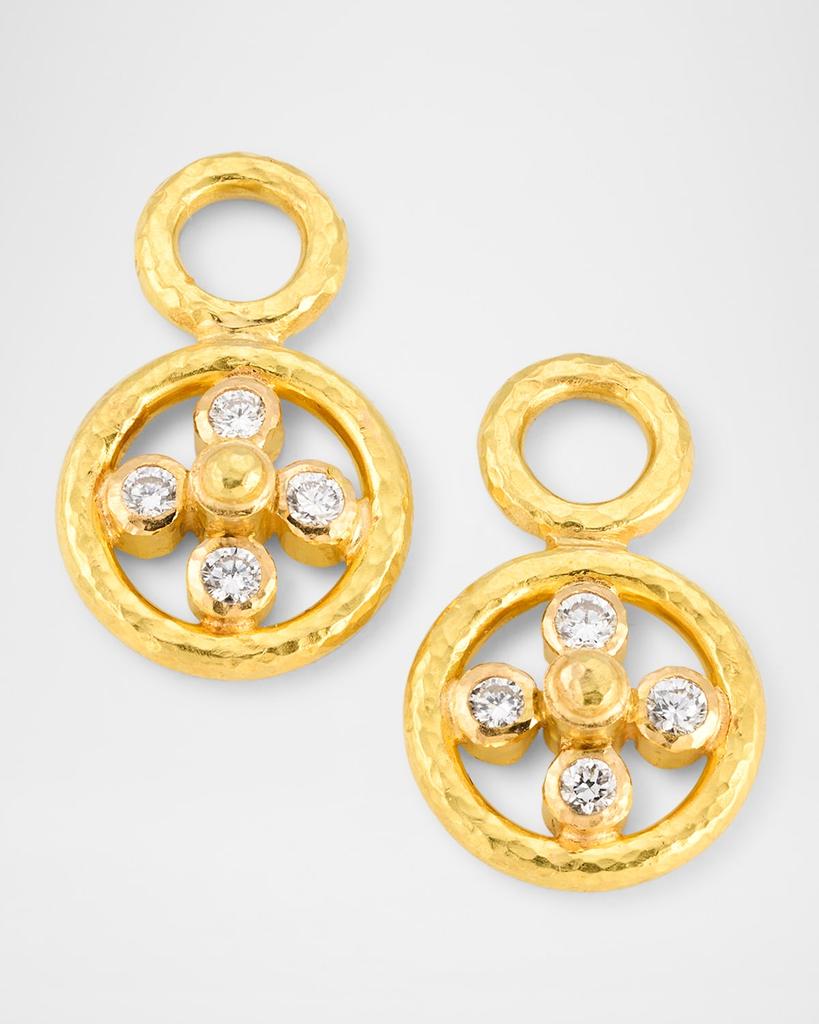 Elizabeth Locke 19K Yellow Gold Small Dome with Diamonds Earring Pendants