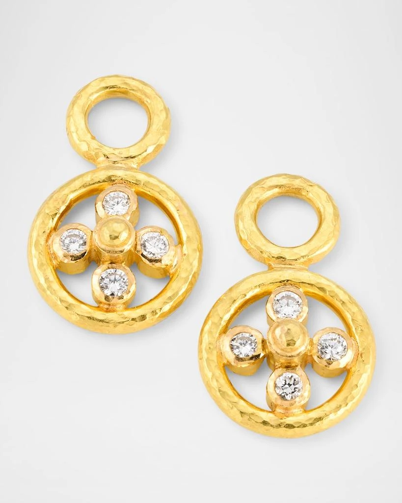 Elizabeth Locke 19K Yellow Gold Small Dome with Diamonds Earring Pendants 1