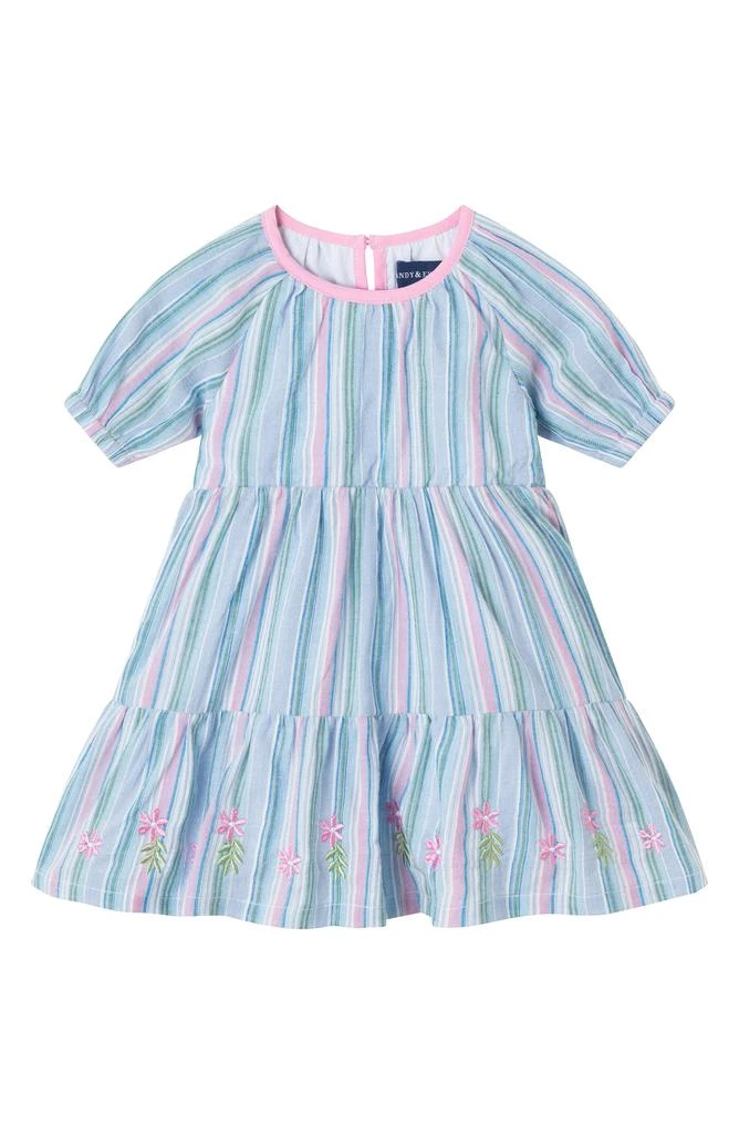 Andy & Evan Stripe Cotton Dress, Bloomers & Bow Headband Set 4