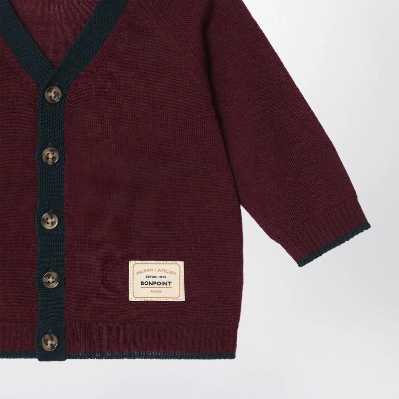 Bonpoint Burgundy wool cardigan 3