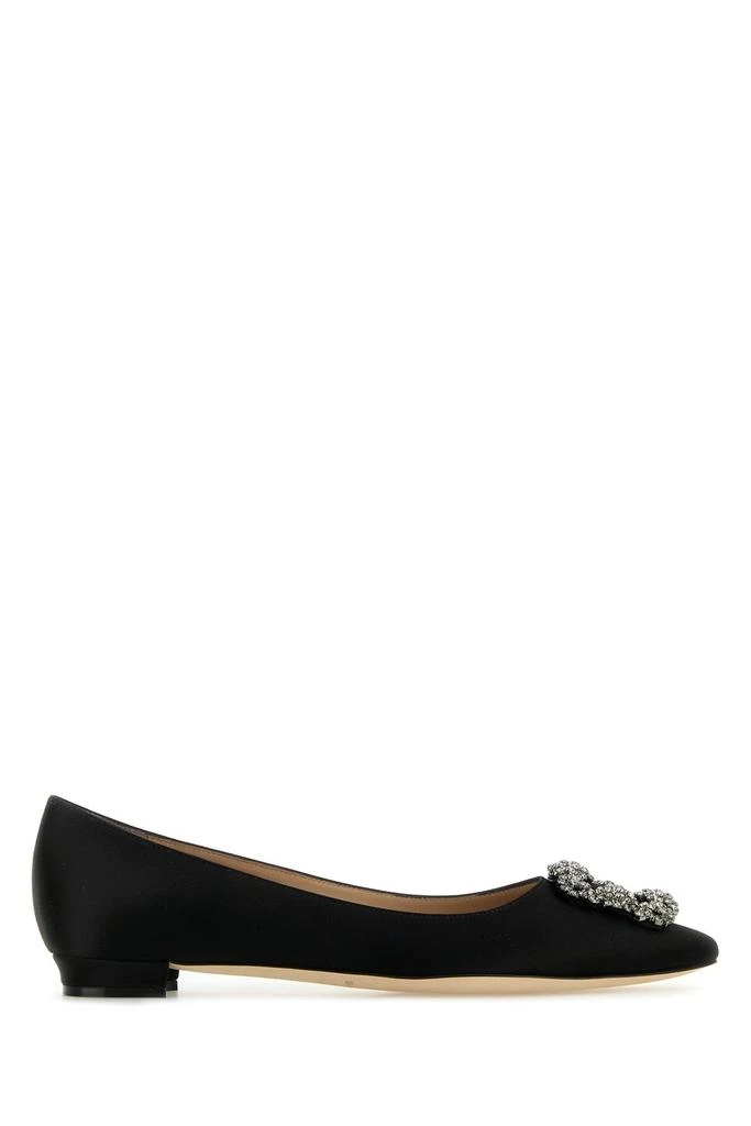 Manolo Blahnik Black Satin Hangisi Ballerinas 1