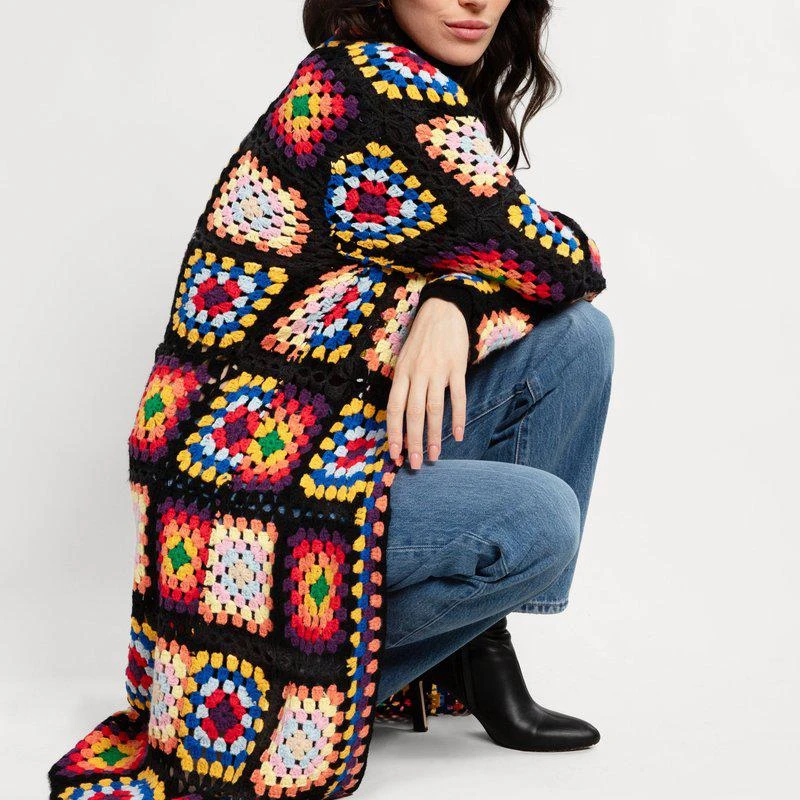 Saachi Style Granny Square Crochet Kimono ONE SIZE ONLY 2